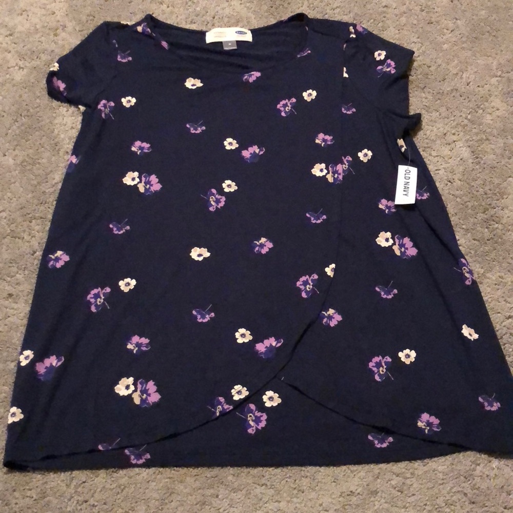 Old Navy Blue Floral Maternity Shirt